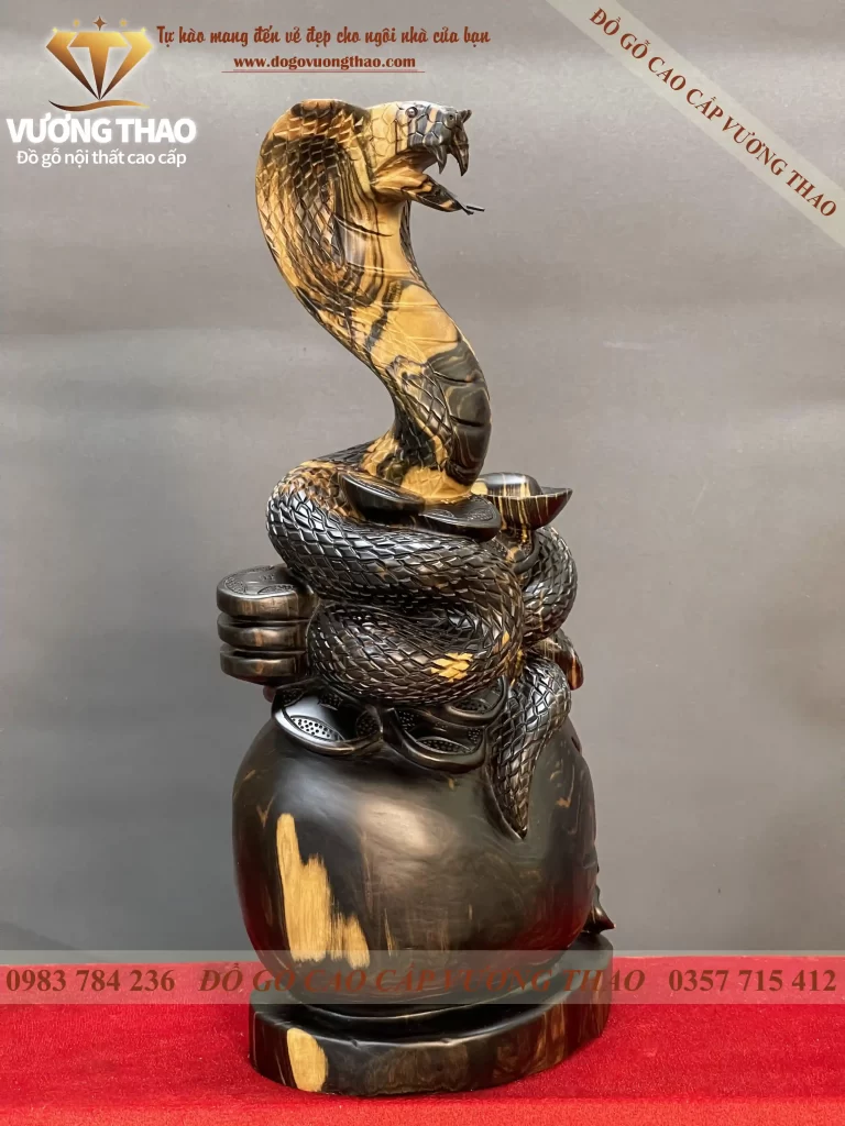 tượng rắn gỗ mun hoa (603)