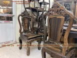 Bàn ăn xoay tròn gỗ Mun hoa (989)