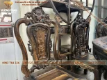 Bàn ăn xoay tròn gỗ Mun hoa (990)