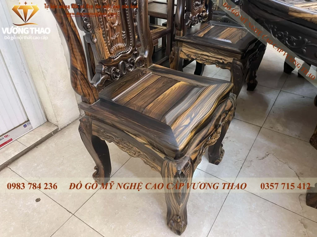 Bàn ăn xoay tròn gỗ Mun hoa (991)
