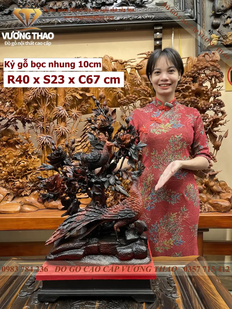 Tượng Chim Công Phu Thê Viên Mãn gỗ Trắc (874)