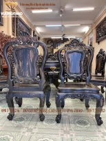bàn ăn tròn xoay gỗ mun hoa (1557)