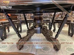 bàn ăn tròn xoay gỗ mun hoa (1558)