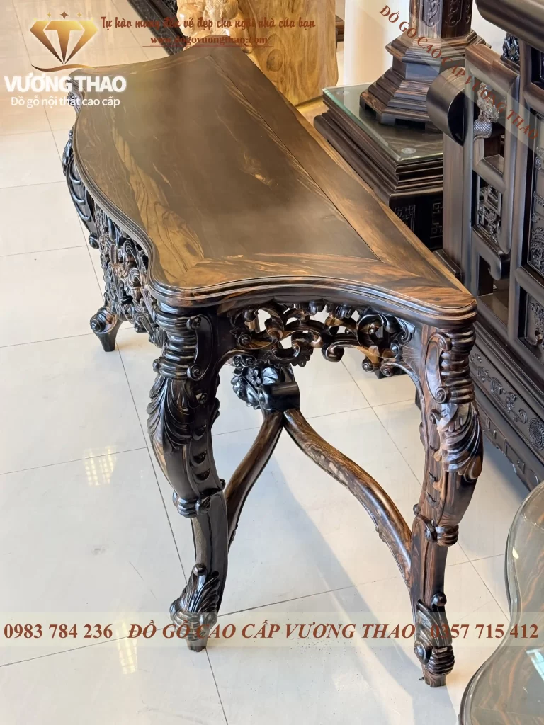 bàn bán nguyệt gỗ mun hoa (1875)