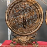 đĩa tứ linh gỗ mun (616)