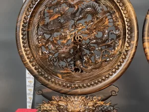 đĩa tứ linh gỗ mun (616)