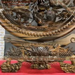 đĩa tứ linh gỗ mun (621)