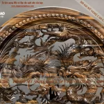 đĩa tứ linh gỗ mun (622)