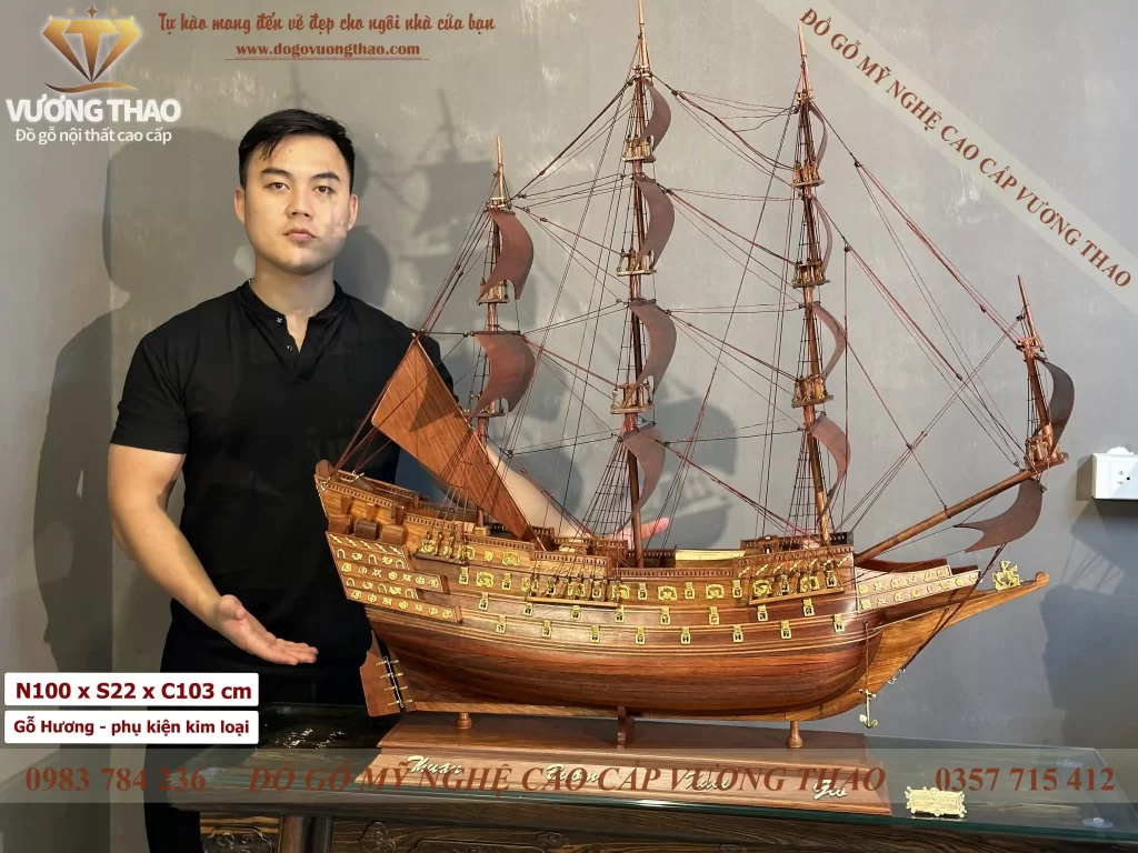 mô hình thuyền buồm gỗ hương ta (1846)