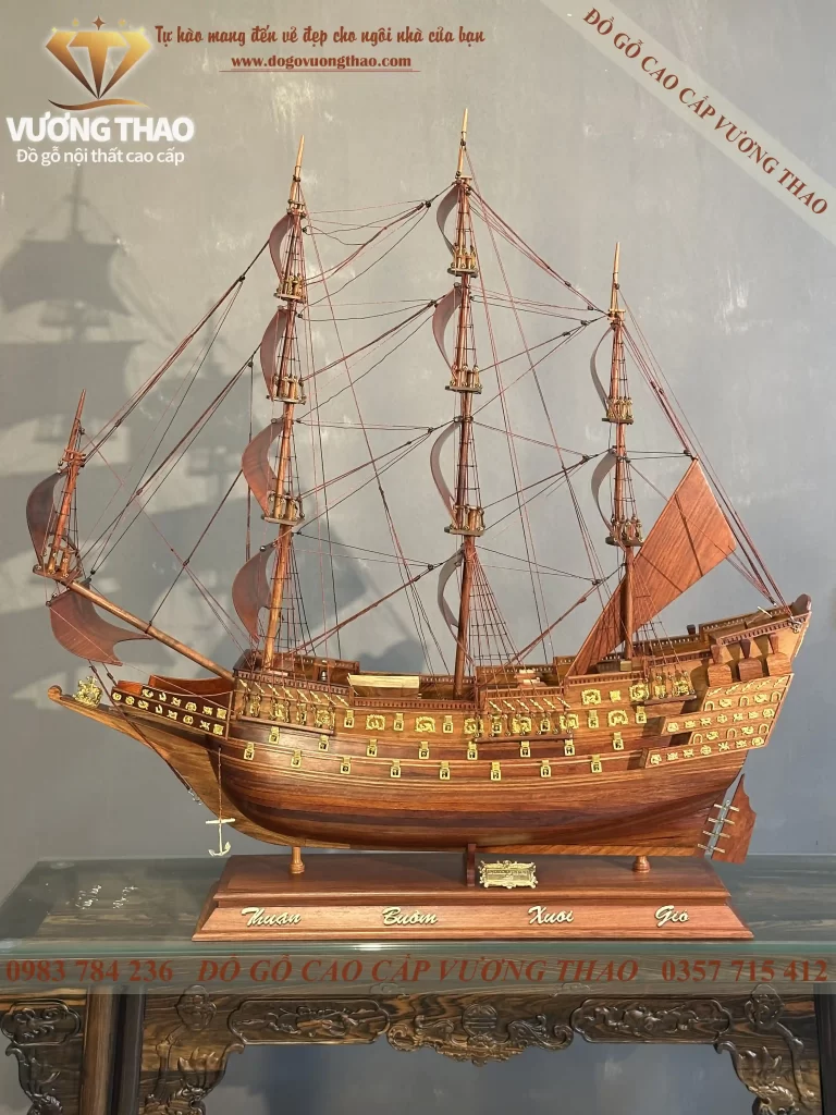 mô hình thuyền buồm gỗ hương ta (1850)