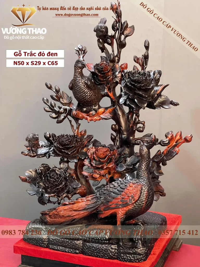 tượng chim công gỗ trắc (663)