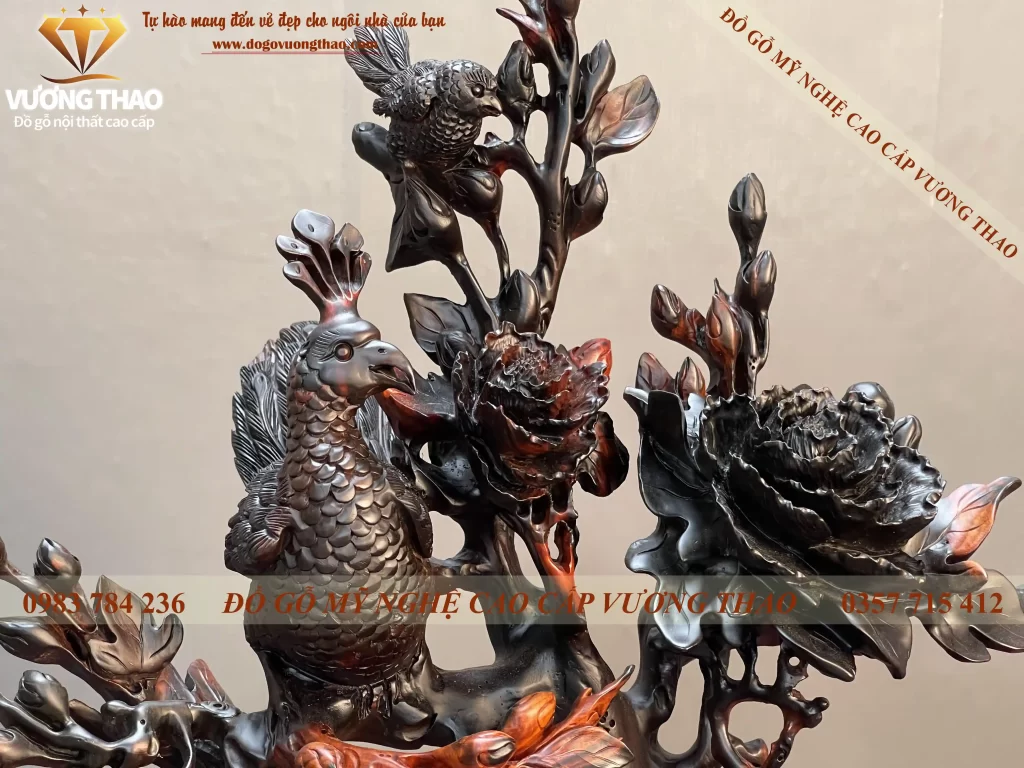 tượng chim công gỗ trắc (665)