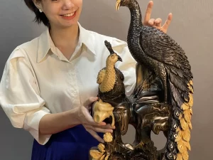 tượng gỗ chim công (658)