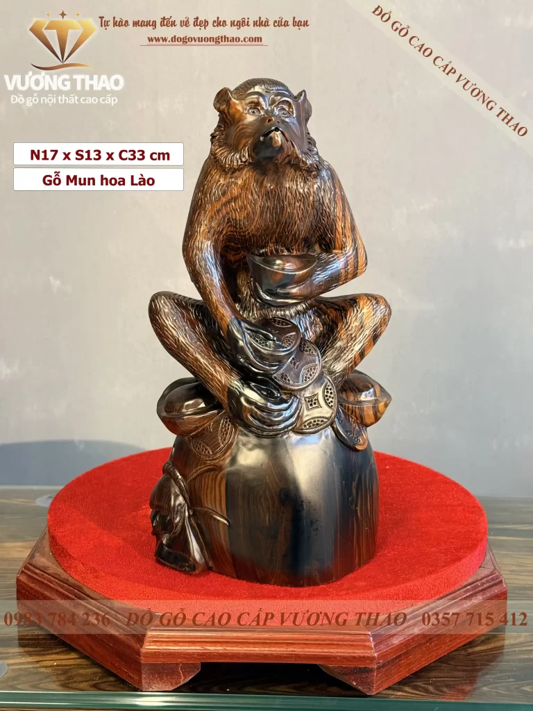 tượng khỉ gỗ mun hoa (1797)