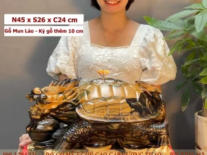 tượng long quy gỗ mun hoa (1350)