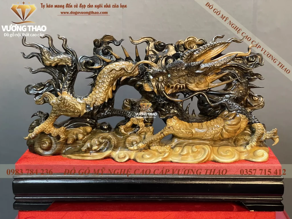 tượng rồng phong thủy gỗ mun hoa (1180)
