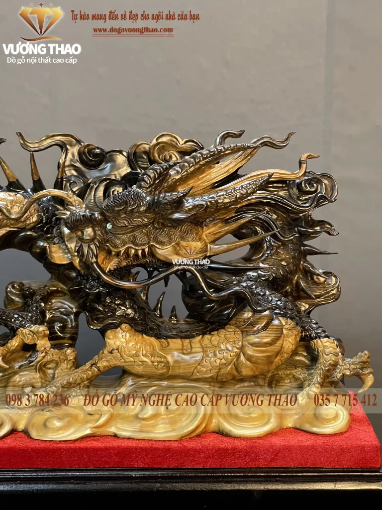 tượng rồng phong thủy gỗ mun hoa (1182)