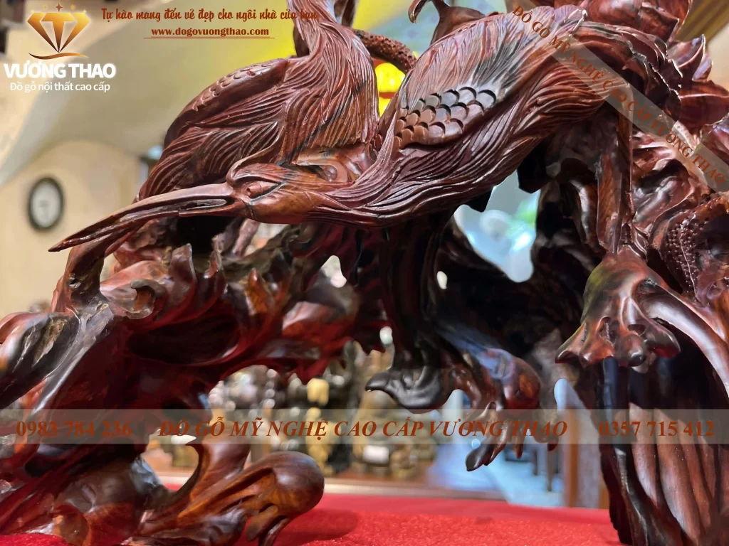 Tượng Sen Hạc gỗ Trắc đỏ đen (978)