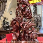 Tượng Sen Hạc gỗ Trắc đỏ đen (979)