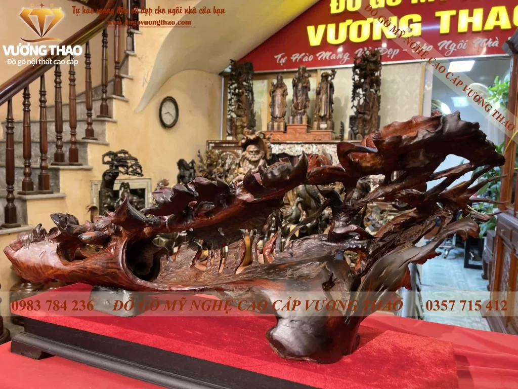 Tượng Sen Hạc gỗ Trắc đỏ đen (984)