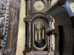 Đồng hồ Tứ Trụ gỗ Mun hoa 2m35