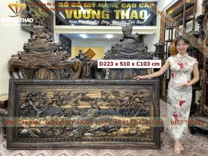 Tranh Phu Thê Viên Mãn gỗ Mun hoa (869)