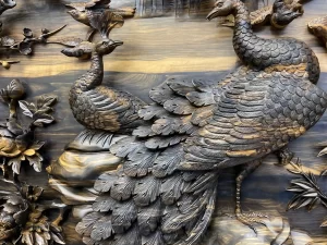 Tranh Phu Thê Viên Mãn gỗ Mun hoa (870)