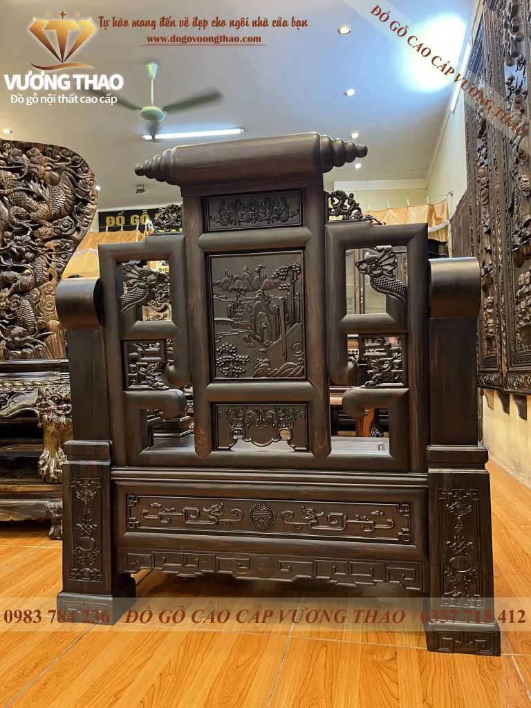 bộ bàn ghế tứ trụ gỗ mun hoa (955)