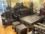 bộ bàn ghế tứ trụ gỗ mun hoa (958)