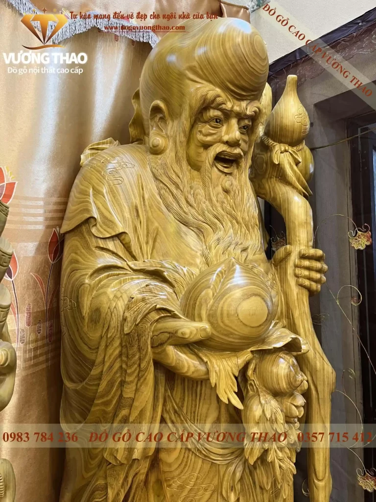 bộ tượng Phúc Lộc Thọ gỗ Cẩm Vàng (967)