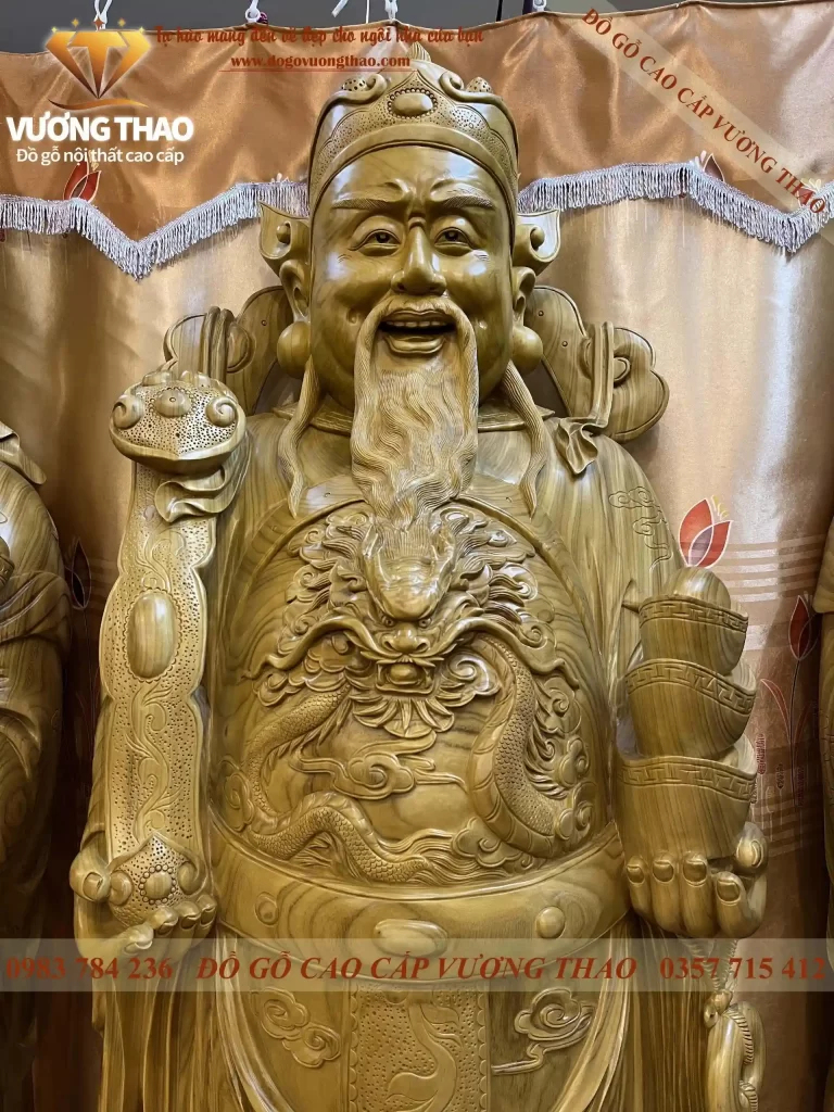 bộ tượng Phúc Lộc Thọ gỗ Cẩm Vàng (968)