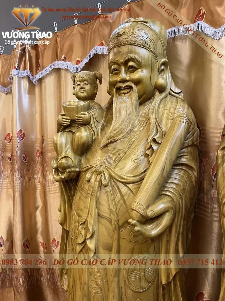 bộ tượng Phúc Lộc Thọ gỗ Cẩm Vàng (969)