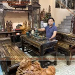 Bộ bàn ghế Trường Kỷ gỗ Mun hoa (897)