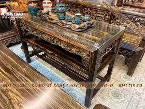 Bộ bàn ghế Trường Kỷ gỗ Mun hoa (907)