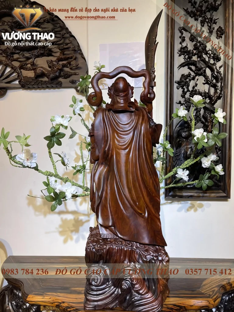 Tượng Quan Công trấn ải gỗ Trắc đỏ đen (865)