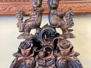 đồng hồ cây cô tiên gỗ mun hoa (1079)