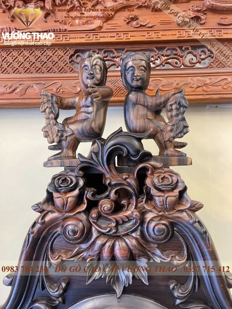 đồng hồ cây cô tiên gỗ mun hoa (1079)