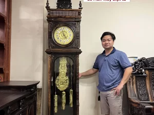 đồng hồ sừng trâu gỗ mun hoa (1083)