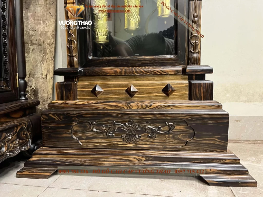 đồng hồ sừng trâu gỗ mun hoa (1086)