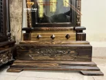 đồng hồ sừng trâu gỗ mun hoa (1086)