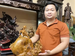 tượng Tam Dương Khai Thái gỗ Hương Nu (959)