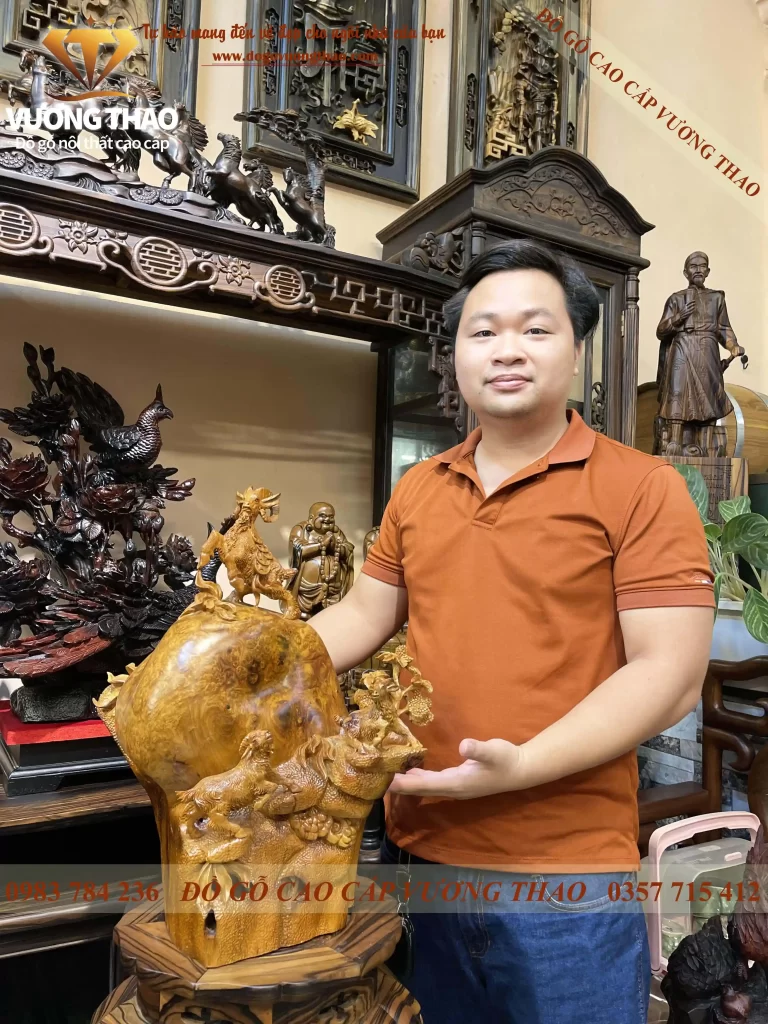 tượng Tam Dương Khai Thái gỗ Hương Nu (959)