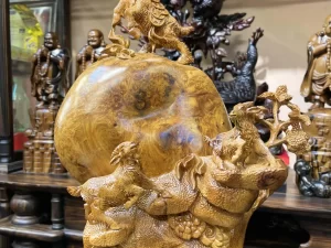 tượng Tam Dương Khai Thái gỗ Hương Nu (963)