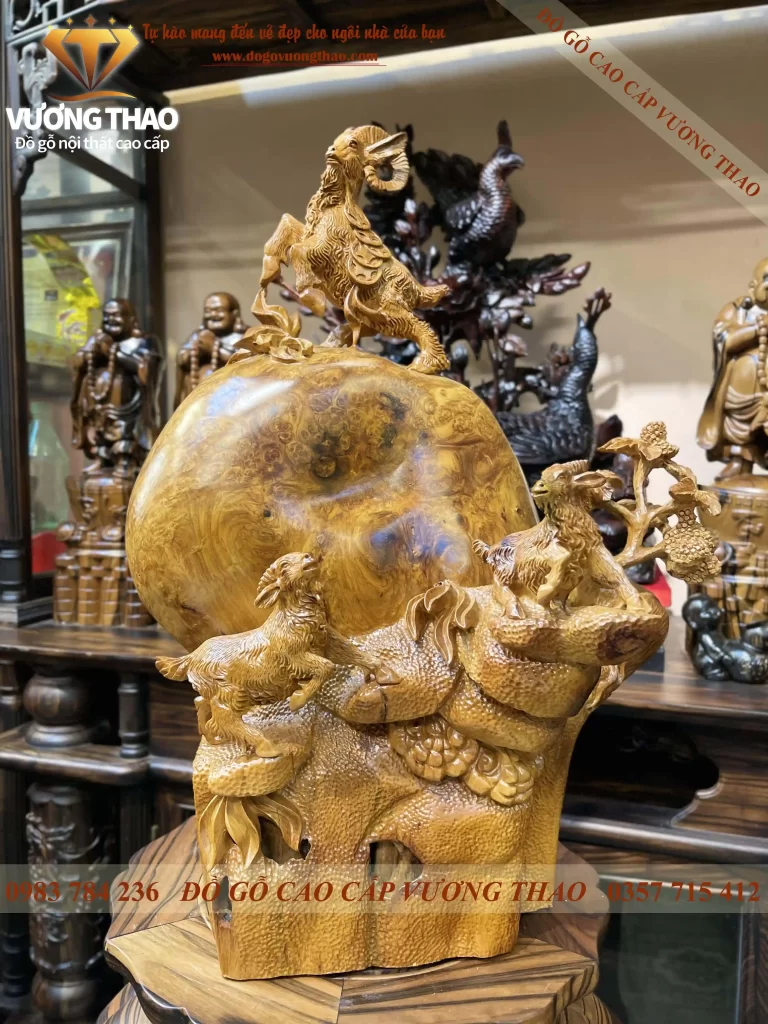 tượng Tam Dương Khai Thái gỗ Hương Nu (963)