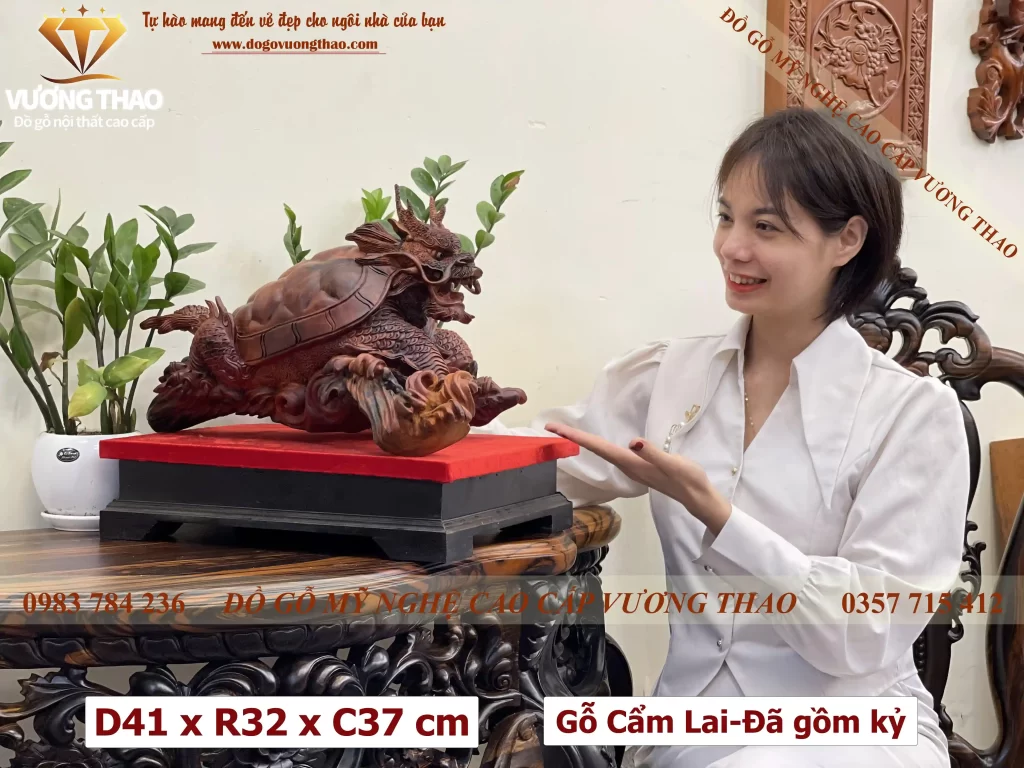 Tượng Long Quy gỗ Cẩm Lai (740)