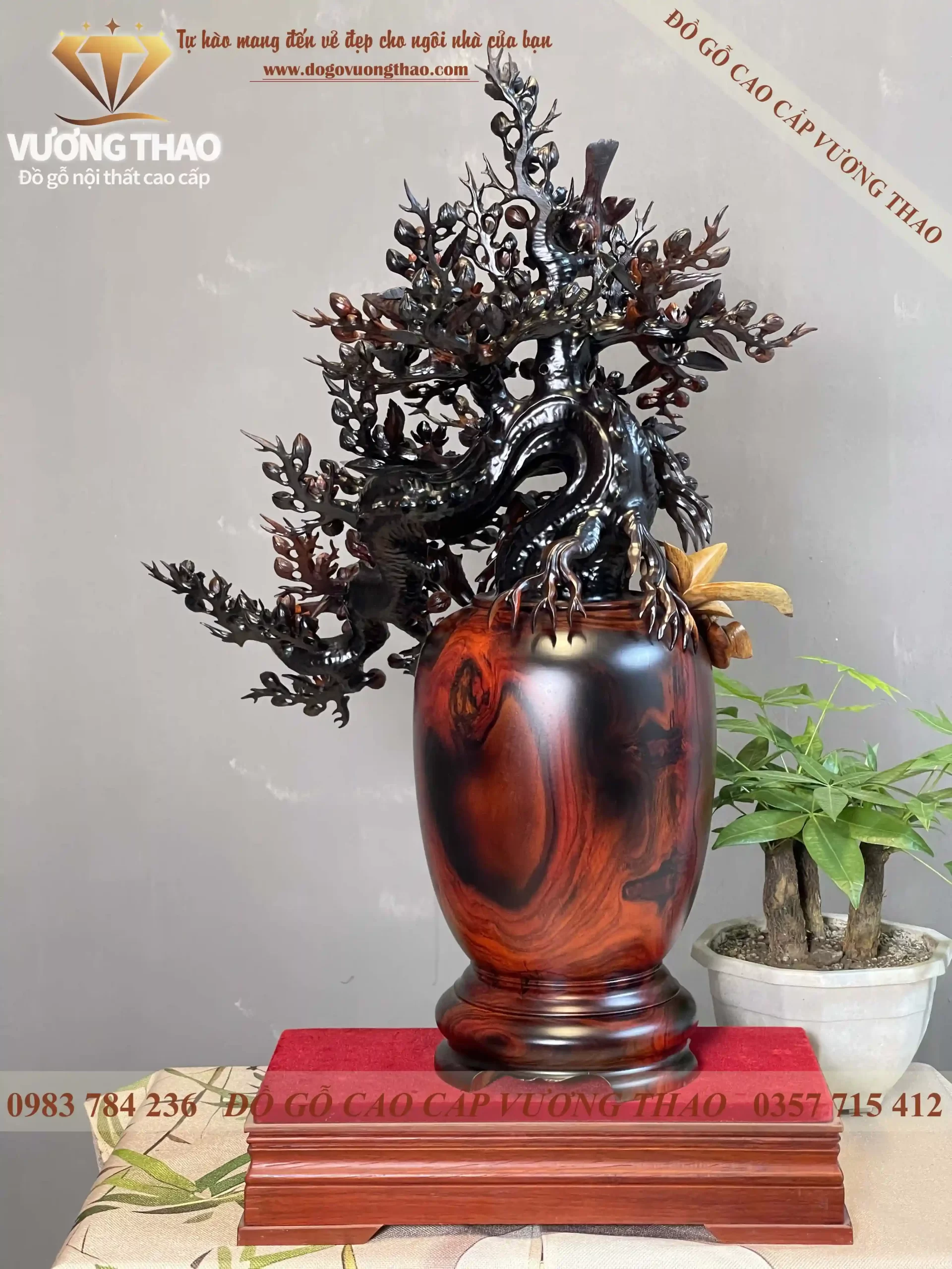 bình mai phú quý gỗ trắc đỏ đen (1579)