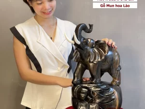 tượng voi phong thủy gỗ mun hoa (2071)