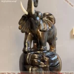 tượng voi phong thủy gỗ mun hoa (2072)