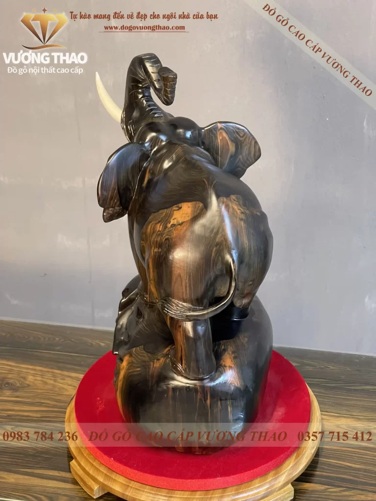 tượng voi phong thủy gỗ mun hoa (2074)