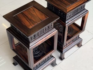 đôn đèn kê tượng gỗ mun hoa (1989)